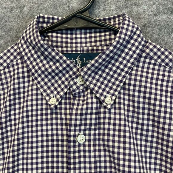 POLO RALPH LAUREN Shirt Men's Small Purple White Plaid Classic Fit Button Down - Picture 6 of 16